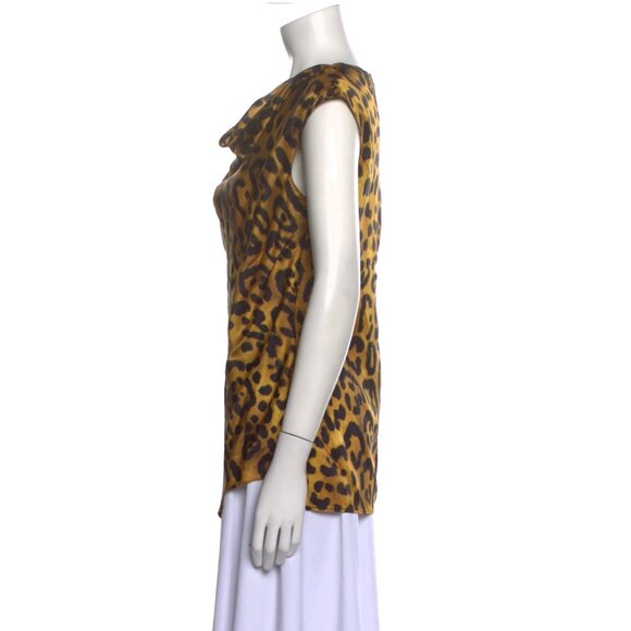 Adam Lippes Collective Cap Short Sleeve Leopard Print Cowlneck Top Shirt XS - Picture 6 of 7